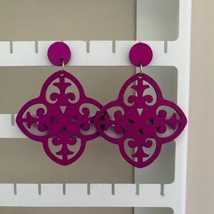 Purple Wooden Statement Earrings